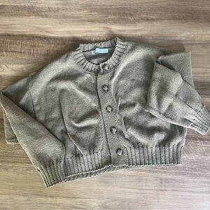 Zara Taupe Button-Up Cardigan